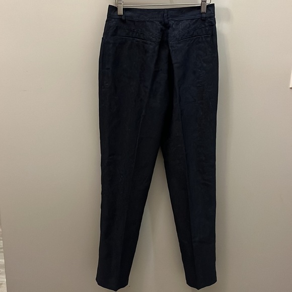 MaxMara Pants Trousers Damask Silk Blend High Rise Navy Blue Size 8 Italy - Picture 6 of 8